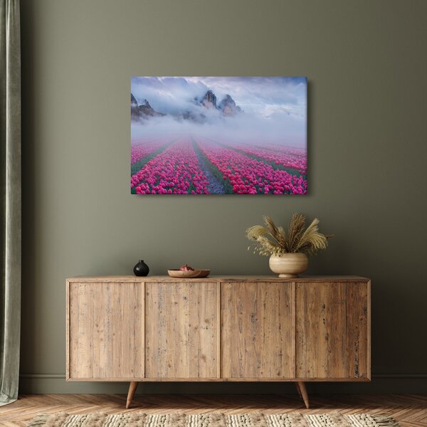 Tablou - Peisaj cu câmpuri de lalele (90x60 cm)