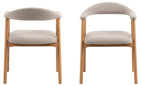 MAZZONI EXPORT ADELE Bej Latte (țesătură Monza 60)/cadru Stejar Natural - SCAUN DIN LEMN BOUCLÉ PENTRU SALON SUFRAGERIE BUCĂTĂRIE RETRO