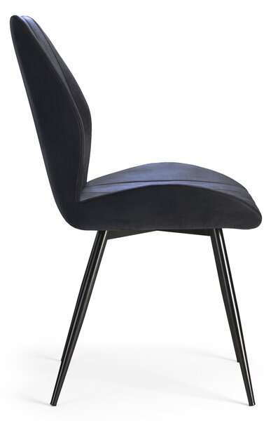 MAZZONI EXPORT ARNO Negru (țesătură Bluvel 19) - SCAUN TAPIȚAT MODERN PENTRU LIVING/SUFRAGERIE cu MÂNER | CATIFEA
