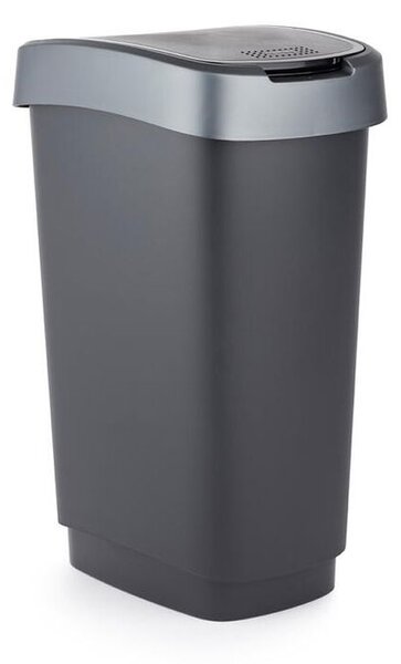 Coş de gunoi SWING TWIST, negru şi argintiu 25 l