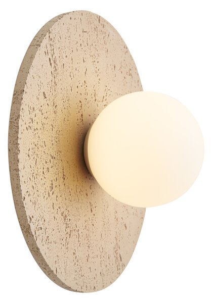 Lampă de perete Japandi Piatră Naturală Rotundă cu Sticlă Opal - Josie