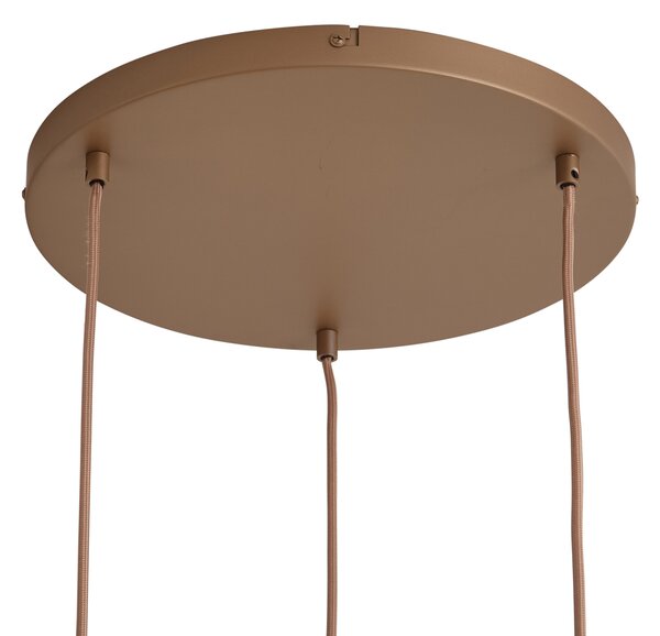 Lampă suspendată retro bronz închis cu abajururi de culoarea chihlimbarului cu 3 lumini - Smokey
