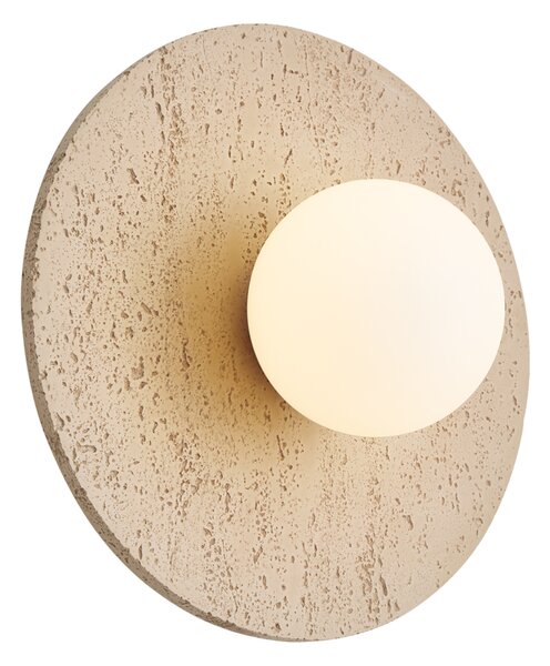Lampă de perete Japandi Piatră Naturală Rotundă cu Sticlă Opal - Josie
