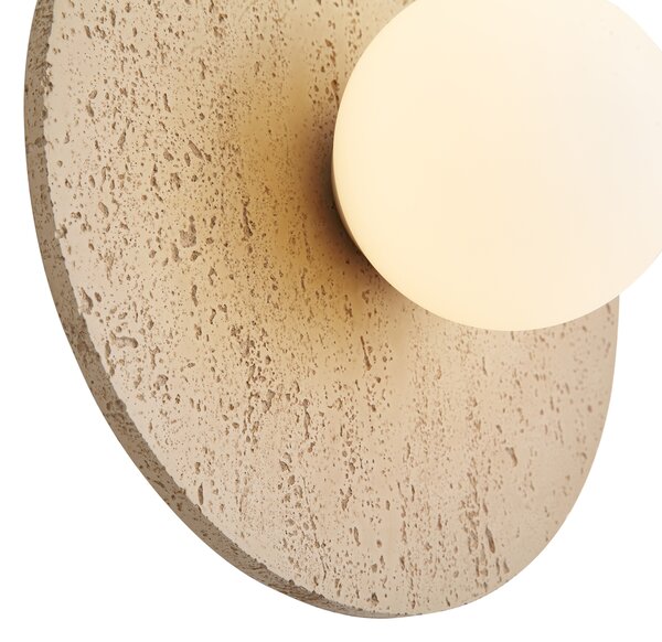 Lampă de perete Japandi Piatră Naturală Rotundă cu Sticlă Opal - Josie