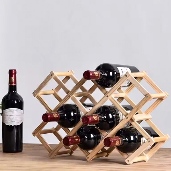 Suport pliabil Pufo din bambus pentru sticle de vin