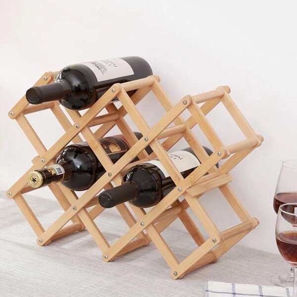 Suport pliabil Pufo din bambus pentru sticle de vin