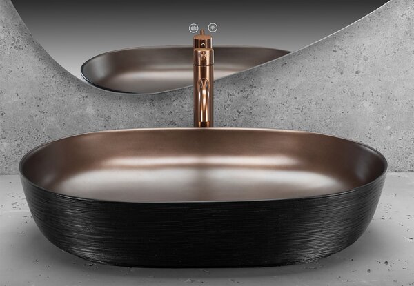 Lavoar ceramic pentru blat CLEO 61 Copper Bush / Black - REA
