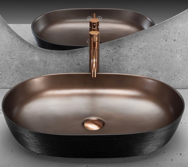 Lavoar ceramic pentru blat CLEO 61 Copper Bush / Black - REA