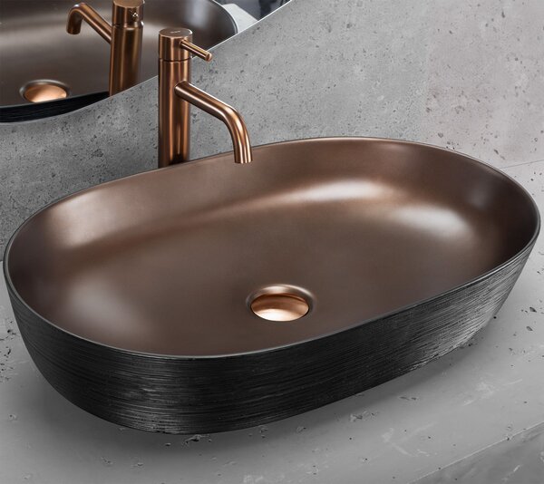 Lavoar ceramic pentru blat CLEO 61 Copper Bush / Black - REA