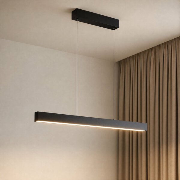 Lucande Lampă suspendată inteligentă LED Mylosh, negru, CCT, Tuya, reglabil, Negru, Camera de zi / sufragerie, Aluminiu, Modern