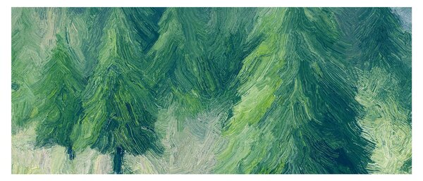 Tablou - Conifere pictate (120x50 cm)