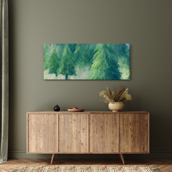 Tablou - Conifere pictate (120x50 cm)