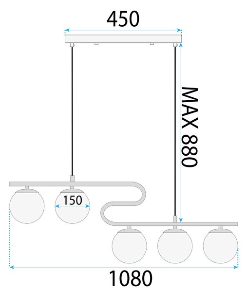 Lampă suspendată APP1599-5CP Gold