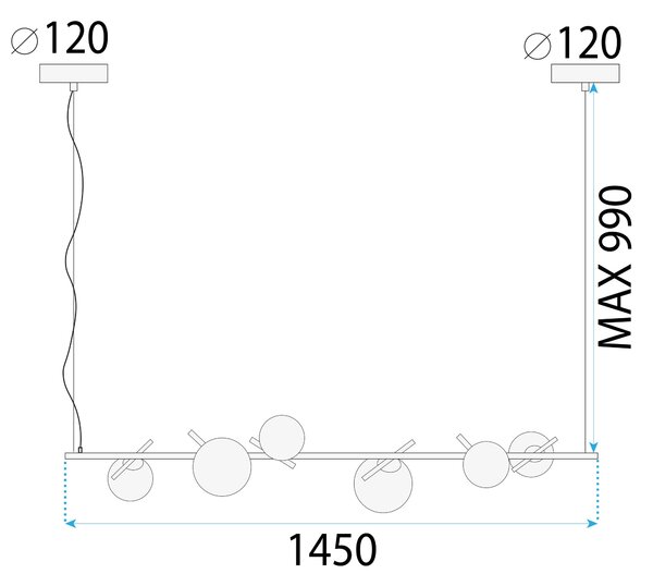 Lampă suspendată APP1664-6CP Gold