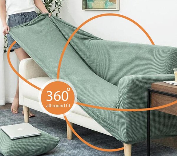 Huse Elastice Lycra pentru Canapea 3 Locuri și 2 Fotolii, Crem