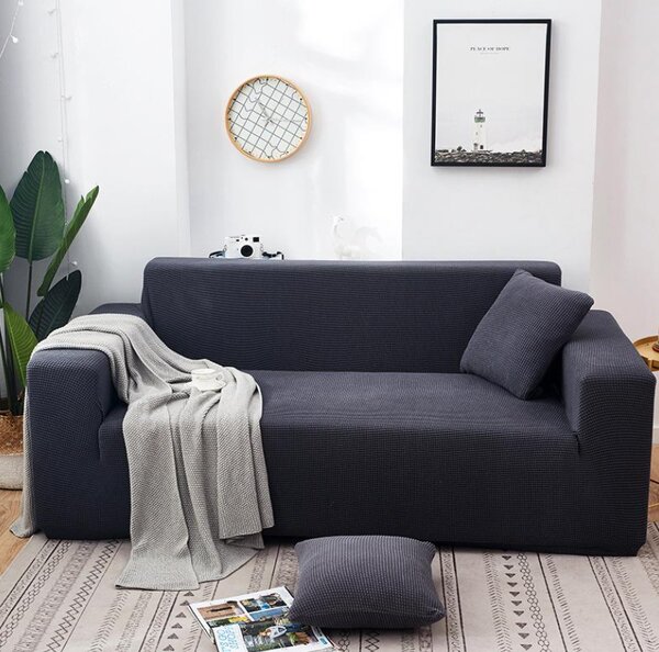 Husa Canapea 3 Persoane Elastica Lycra Gri inchis