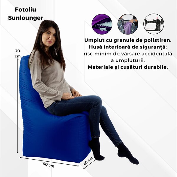 Fotoliu tip Scaun Sunlounger, Material Piele ecologica - Alb
