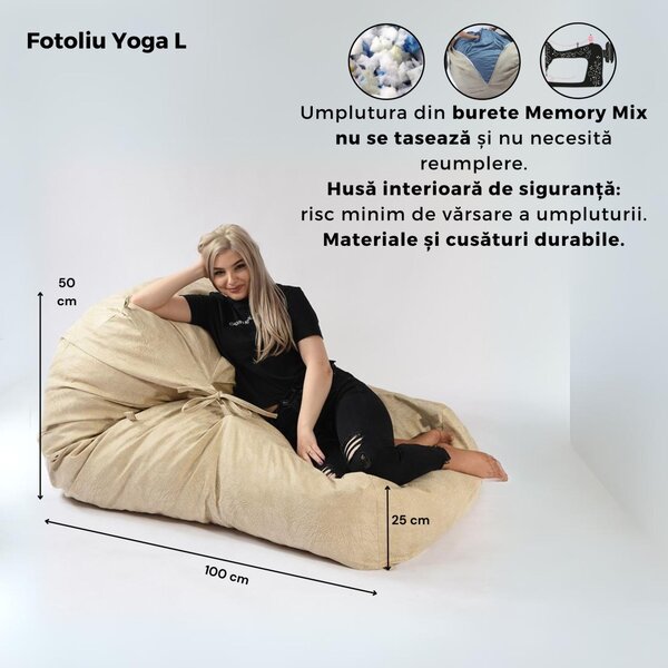 Fotoliu Yoga L cu Perna, Material Textil - Moon Grey