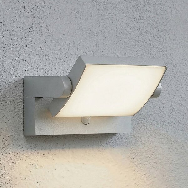Lindby Lampa de perete pentru exterior LED Sherin, gri deschis, orientabilă, cu, Gri, Aluminiu, Modern