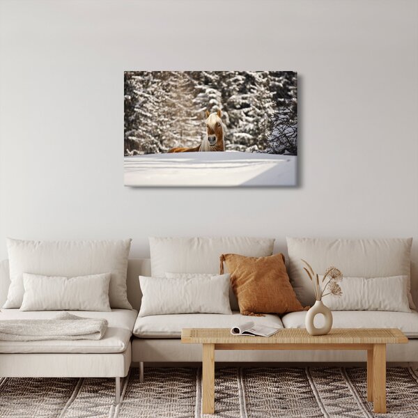 Tablou - Cal în peisaj de iarnă (90x60 cm)