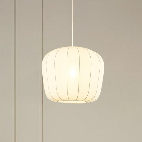 Lindby Lampă suspendată Helin, alb, Ø 35 cm, țesătură, reglabil, Alb, Camera de zi / sufragerie, Țesătură / Textil, Modern
