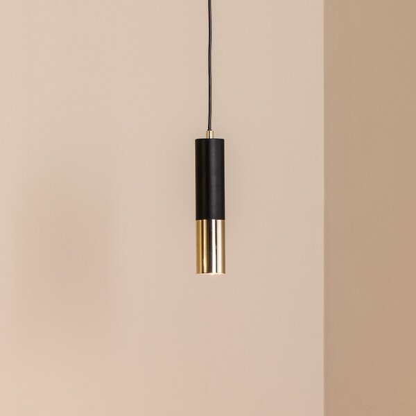 Domiluce Lampă suspendată Orino, negru/auriu, metal, GU10, reglabil, Auriu / Alamă, Camera de zi / sufragerie, Metal, Modern