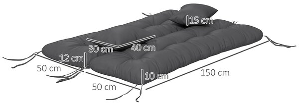 Outsunny Set de 4 Perne pentru Sezut si Spatar de Exterior, Inclusiv 2 Perne Decorative, Hidrofobe, pentru Canapea sau Leagan, Gri | Aosom Romania