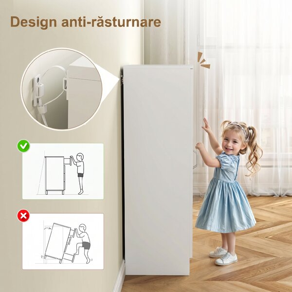 HOMCOM Dulap pentru Pantofi cu 6 Rafturi Ajustabile din Lemn 55x35x108 cm Alb | Aosom Romania
