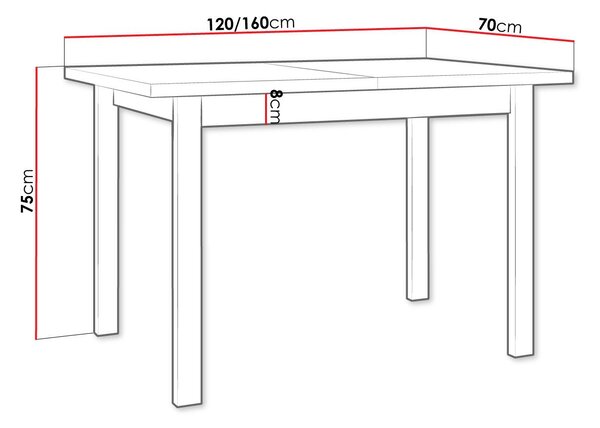 Masă extensibilă Ewan 70 x 120+160 X (stejar sonoma L). 1058356