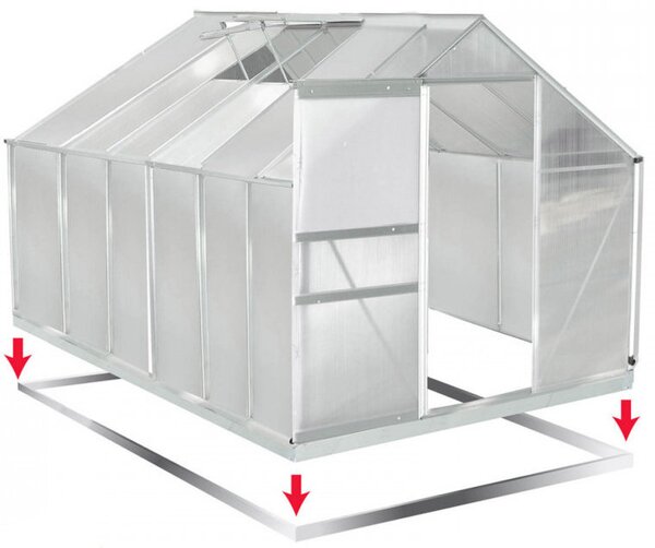 Seră din policarbonat 380 cm x 190 cm x 195 cm - 7,22m2
