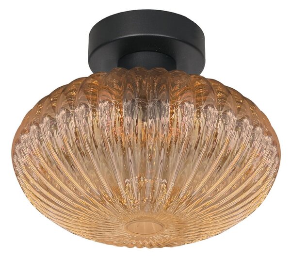 Mexlite Plafonieră Bloeba, Ø 30 cm negru/chihlimbar, sticlă, Portocaliu, Camera de zi / sufragerie, Sticlă, Modern