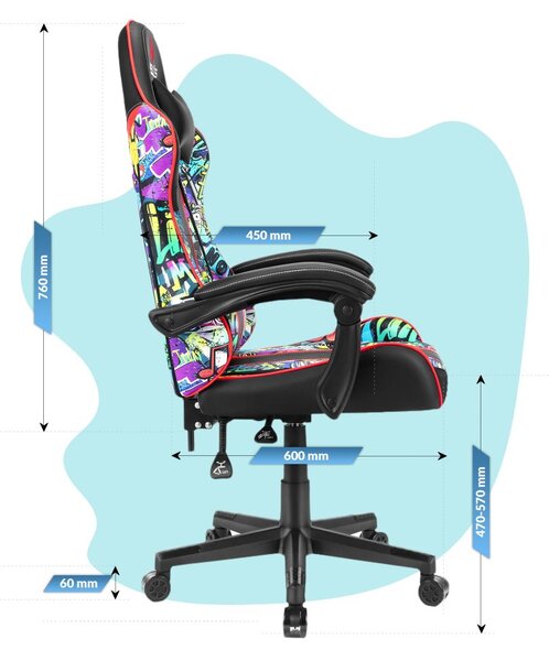 Scaun gaming pentru copii HC - 1005 HERO Graffiti culoare închisă