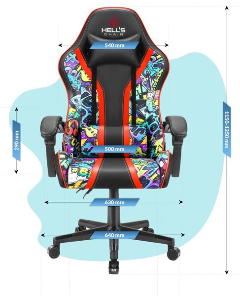 Scaun gaming pentru copii HC - 1005 HERO Graffiti culoare închisă