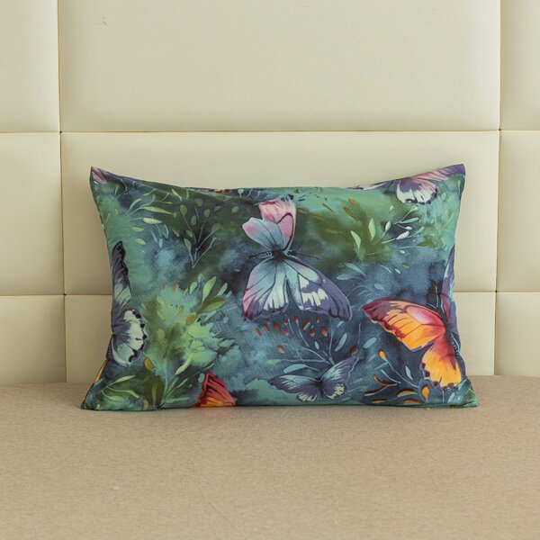 Cearsaf din microfibra 140x240 cm si husa pentru perna 50x70 cm COLORFUL BUTTERFLY, colorat