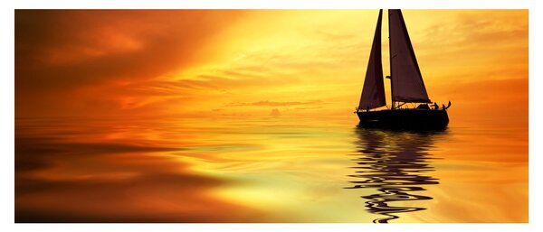 Tablou - Sailboat la apus de soare (120x50 cm)