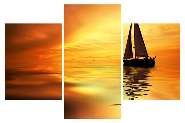 Tablou - Sailboat la apus de soare (90x60 cm)