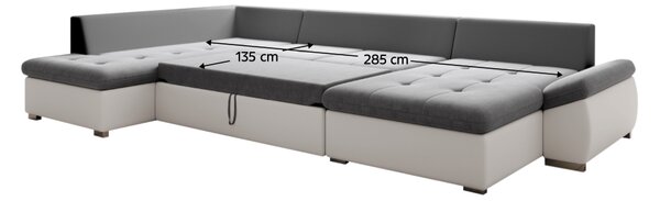 KONDELA Canapea extensibilă, alb/gri, stânga, MATAR U