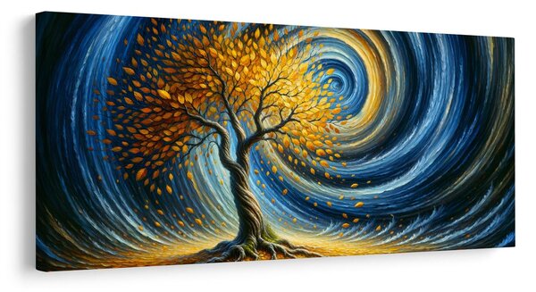 Tablou vârtej magic cu frunze aurii