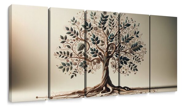 Tablou 5-piese arborele vieții decorativ cu ornamente