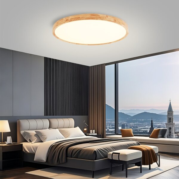 Brilagi - Plafonieră LED WOODROUND, 70 W, 230 V, 3000/4000/6000 K, diam. 80 cm