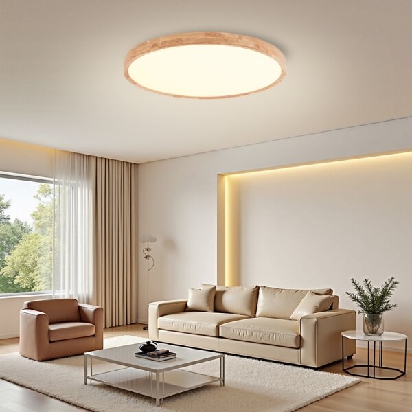 Brilagi - Plafonieră LED WOODROUND, 70 W, 230 V, 3000/4000/6000 K, diam. 80 cm