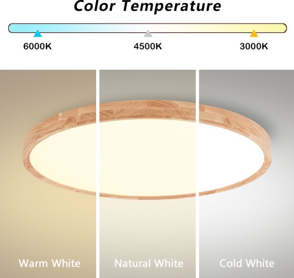 Brilagi - Plafonieră LED WOODROUND, 70 W, 230 V, 3000/4000/6000 K, diam. 80 cm