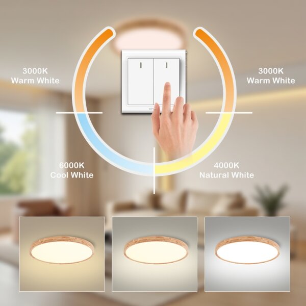 Brilagi - Plafonieră LED WOODROUND, 70 W, 230 V, 3000/4000/6000 K, diam. 80 cm