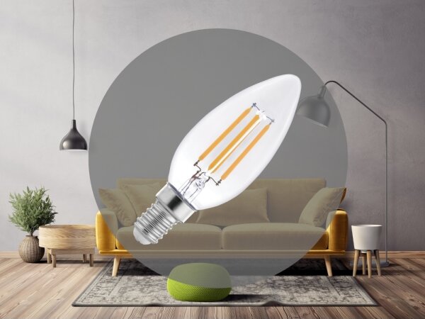 Bec LED cu filament C37, soclu E14, 6W, 230V, 3000K