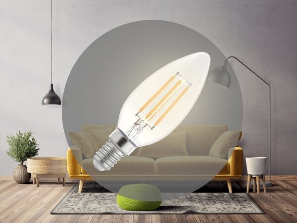 Bec LED cu filament C37, soclu E14, 6W, 230V, 3000K