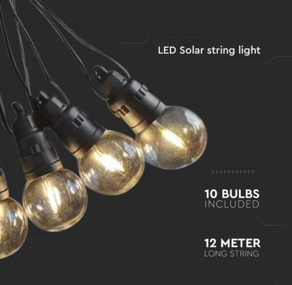Șir solar LED 10xLED/0,5W/4,5V 12 m 3000K IP44 + telecomandă