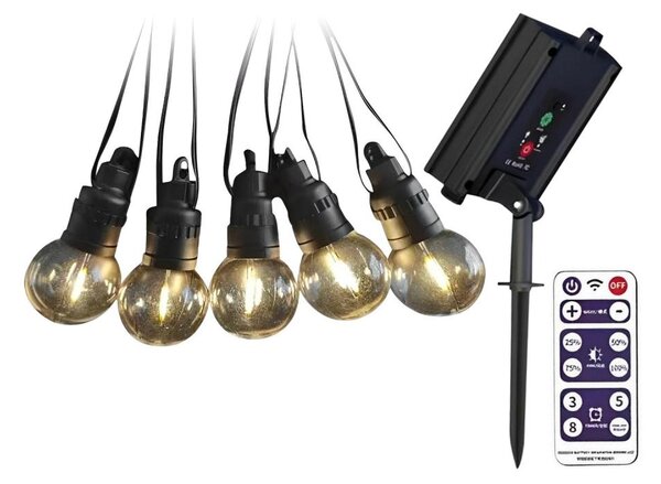 Șir solar LED 10xLED/0,5W/4,5V 12 m 3000K IP44 + telecomandă