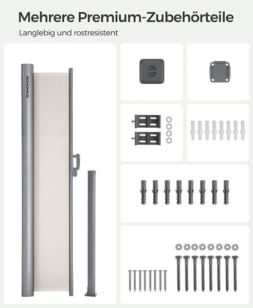 Copertina laterala, Songmics, 180 x 350 cm, Crem