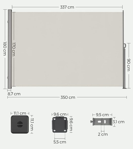 Copertina laterala, Songmics, 180 x 350 cm, Bej