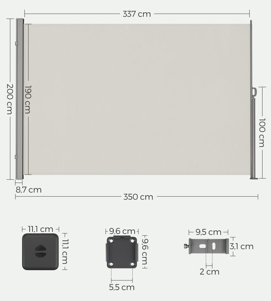 Copertina laterala Songmics Argintiu 200x350 cm